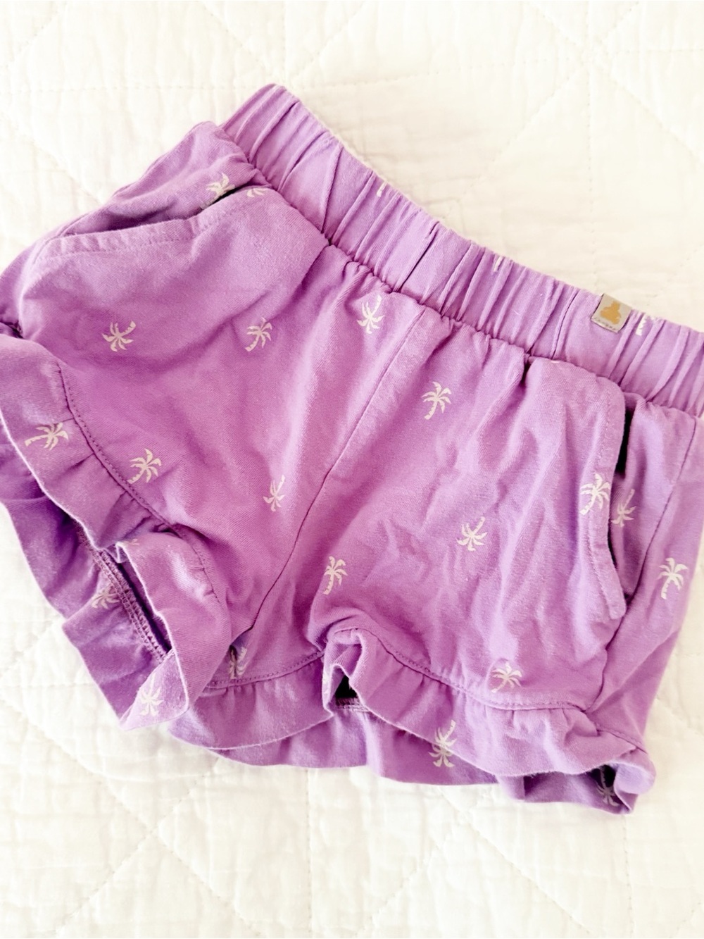 GAP Kids 3T Girls Purple Ruffle Palm-Print Shorts